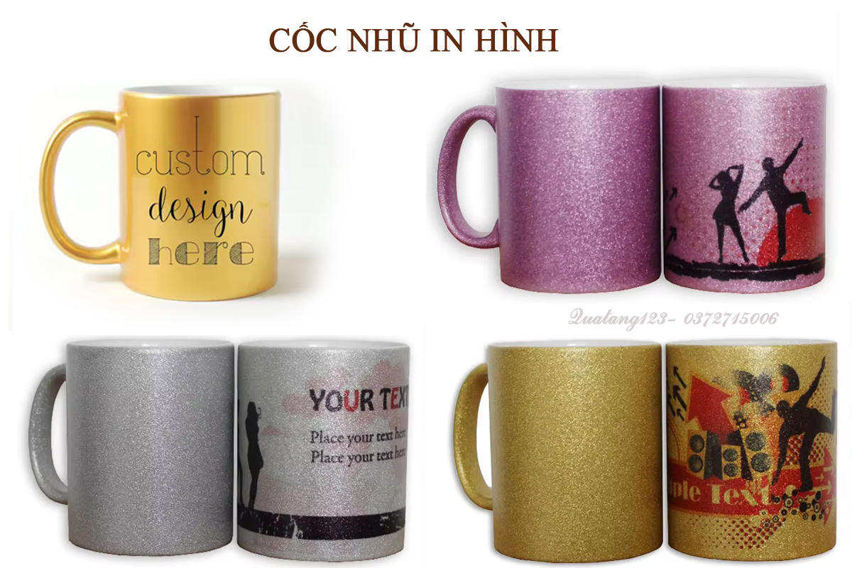 cốc nhũ in hình, nhận in ảnh lên cốc nhũ, in cốc sứ, in cốc màu