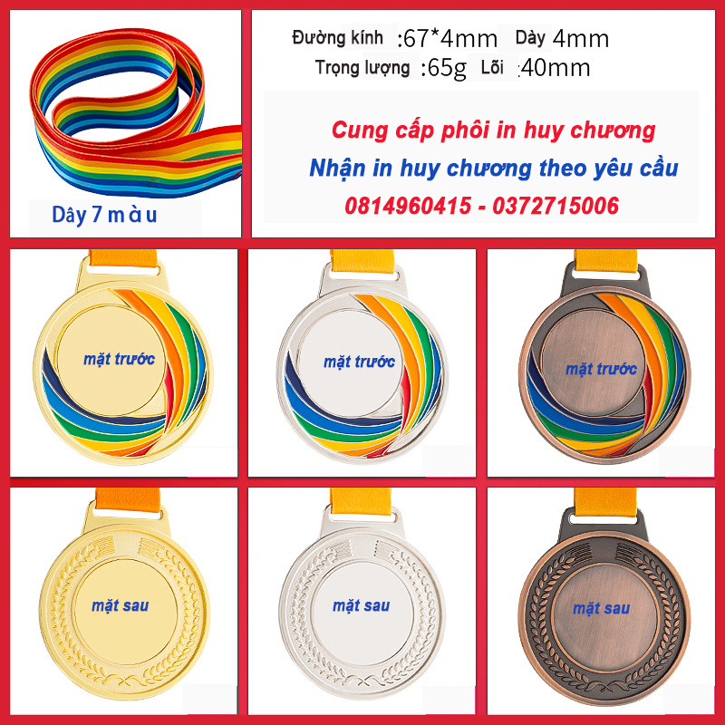huy chương cầu vồng, in huy chương, cung cấp phôi huy chương