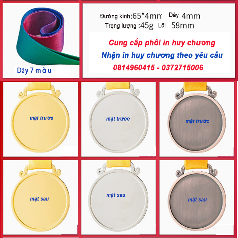 huy chương không hoa văn, in huy chương, cung cấp phôi in huy chương